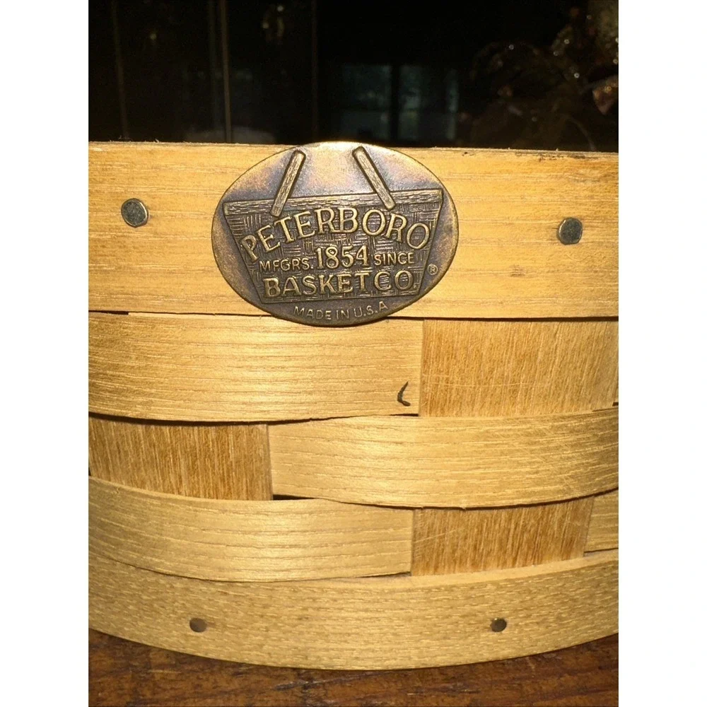 Vintage Peterboro Round Pie Basket With Leather Handles And Felt Bottom 12